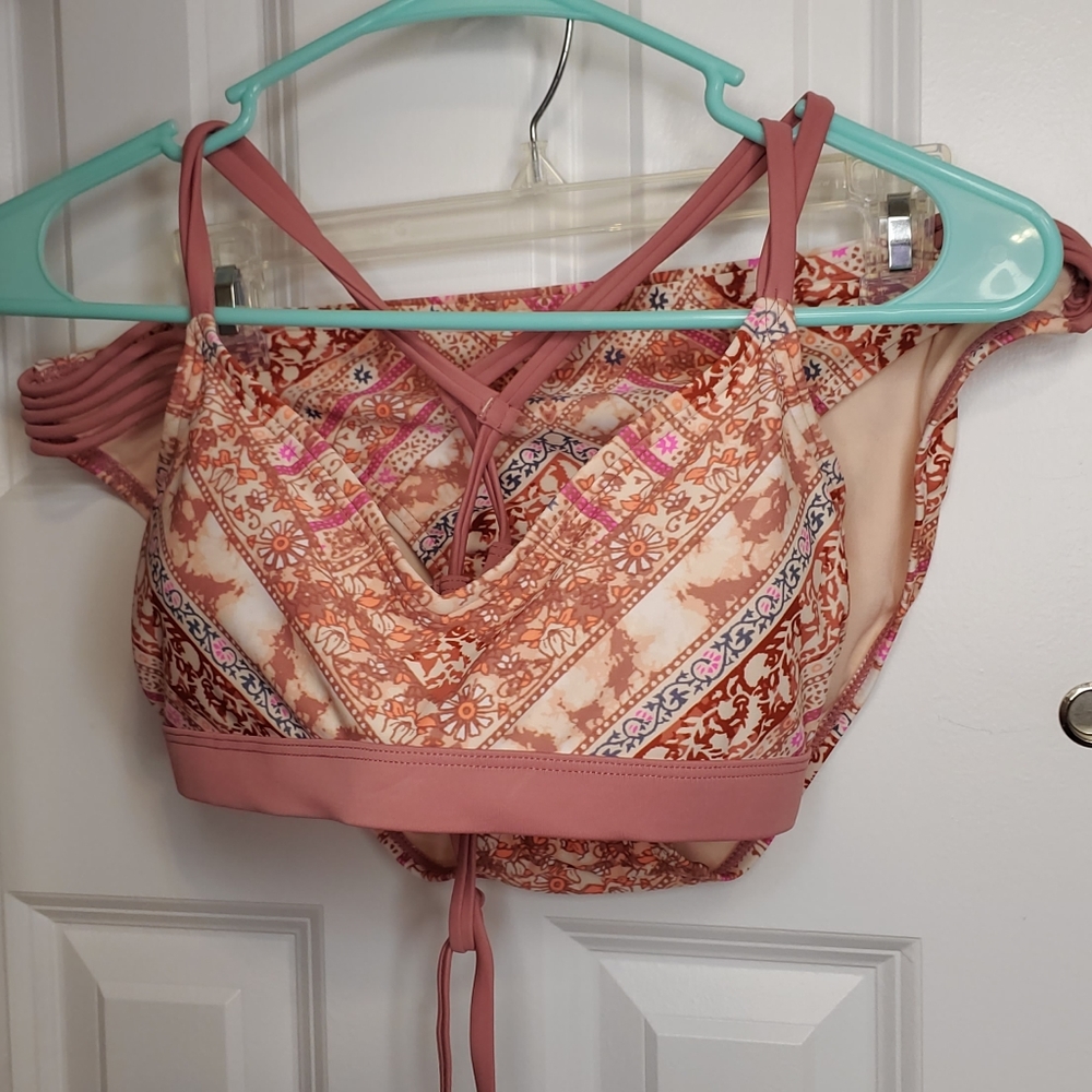 Coral Ivory Swim Suit with Boho Chic Pattern
